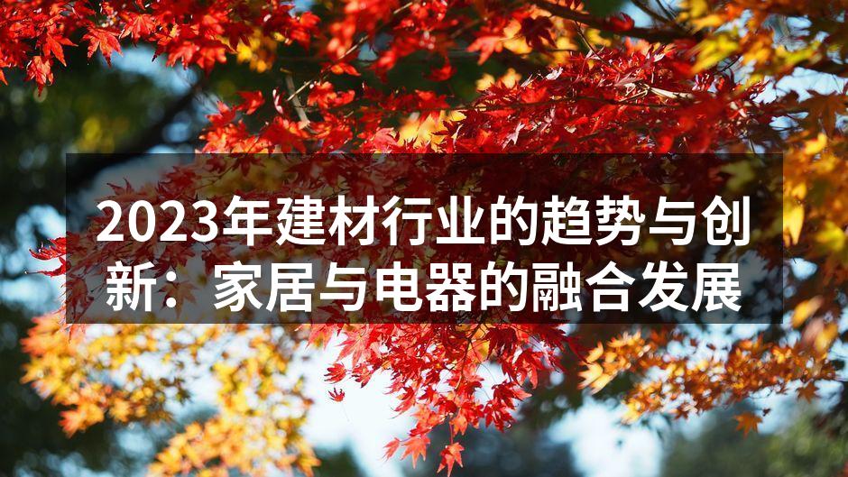 2023年建材行业的趋势与创新：家居与电器的融合发展